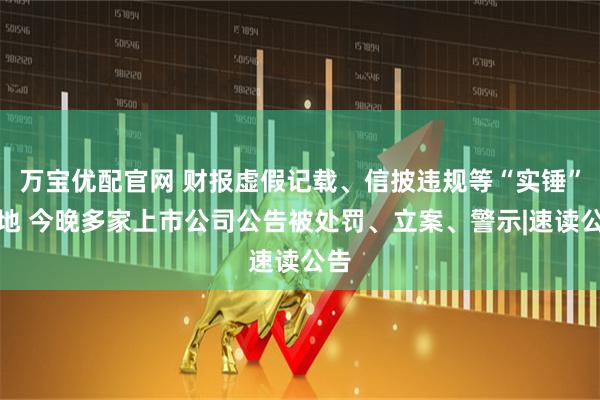万宝优配官网 财报虚假记载、信披违规等“实锤”落地 今晚多家上市公司公告被处罚、立案、警示|速读公告